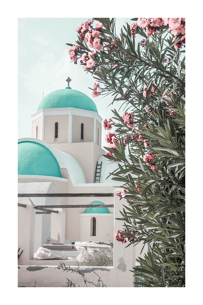 Cyan Dome Building Poster
