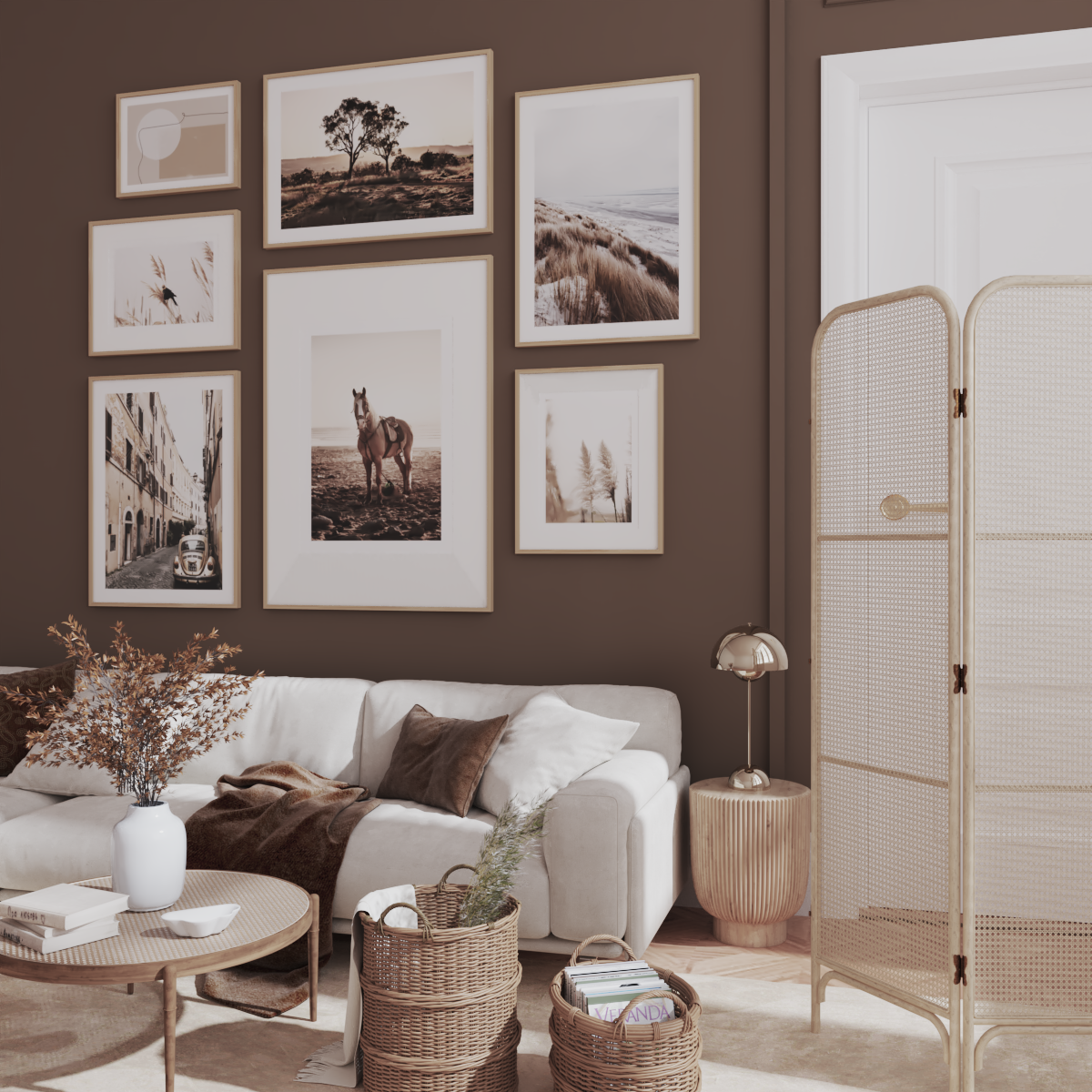 Modern House Design Brown Apartment Entryway Living Room Wall Decor Nature Art Poster