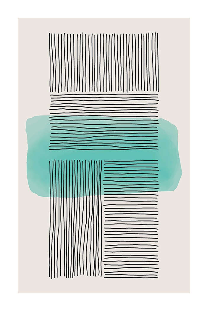 Abstract Cyan Line Poster