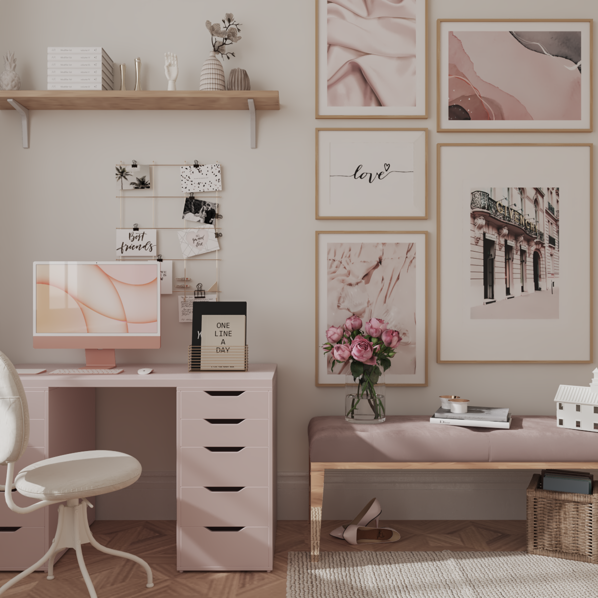 Fashion Home Office Ideas Pink Posters Love Inspirational Quote Gallery Wall Guide