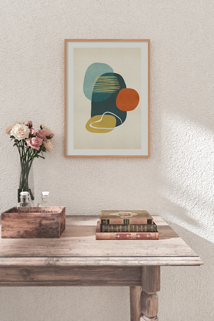 Cyan Red Shape Art Print