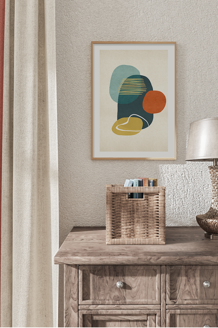 Cyan Red Shape Art Print