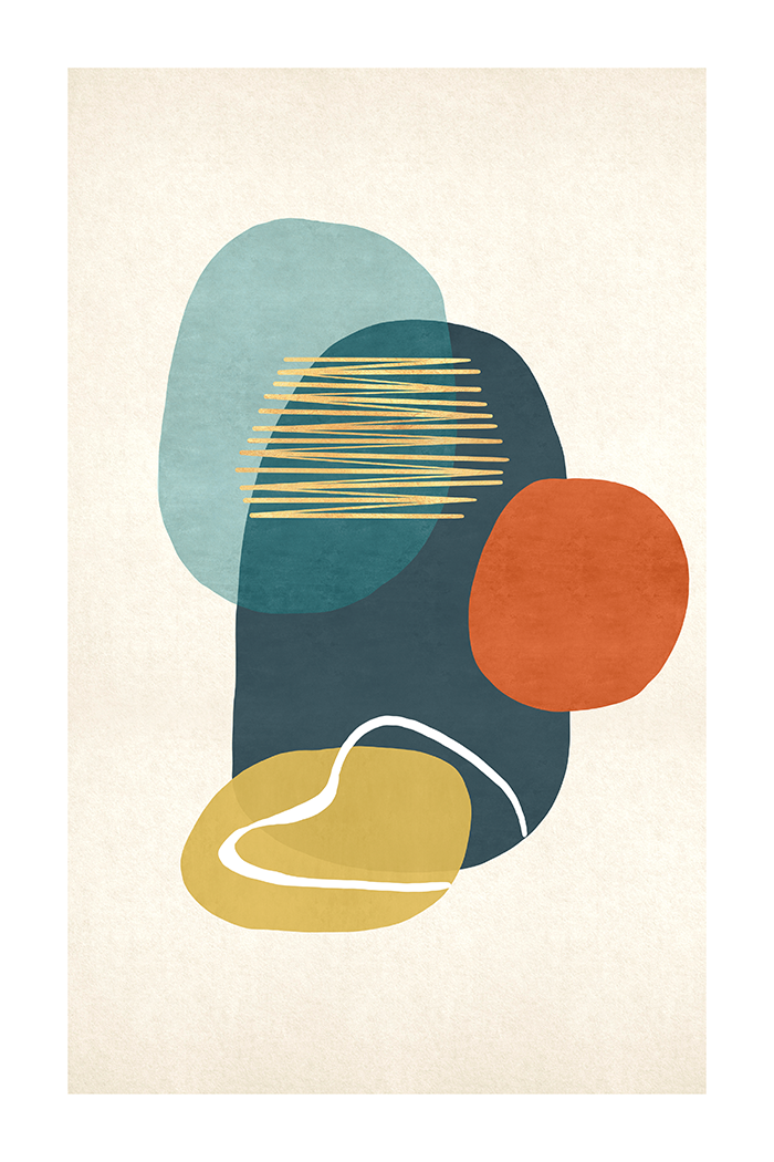 Cyan Red Shape Art Print