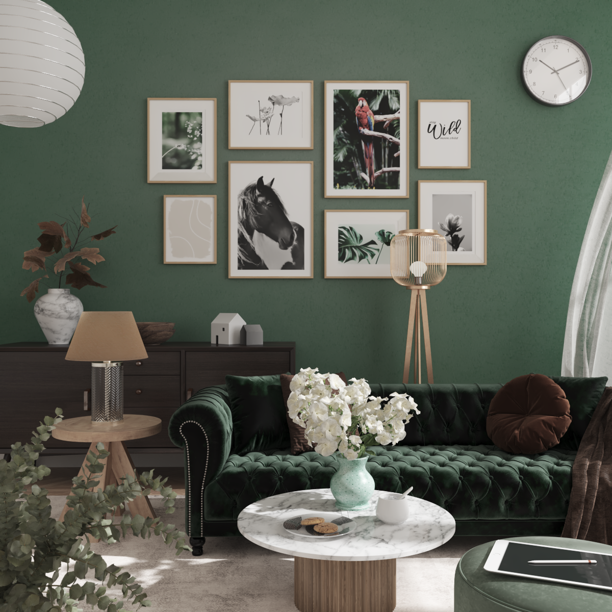 Green Modern Picture Wall Decor Living Room Inspiration Animal Poster Nature Art