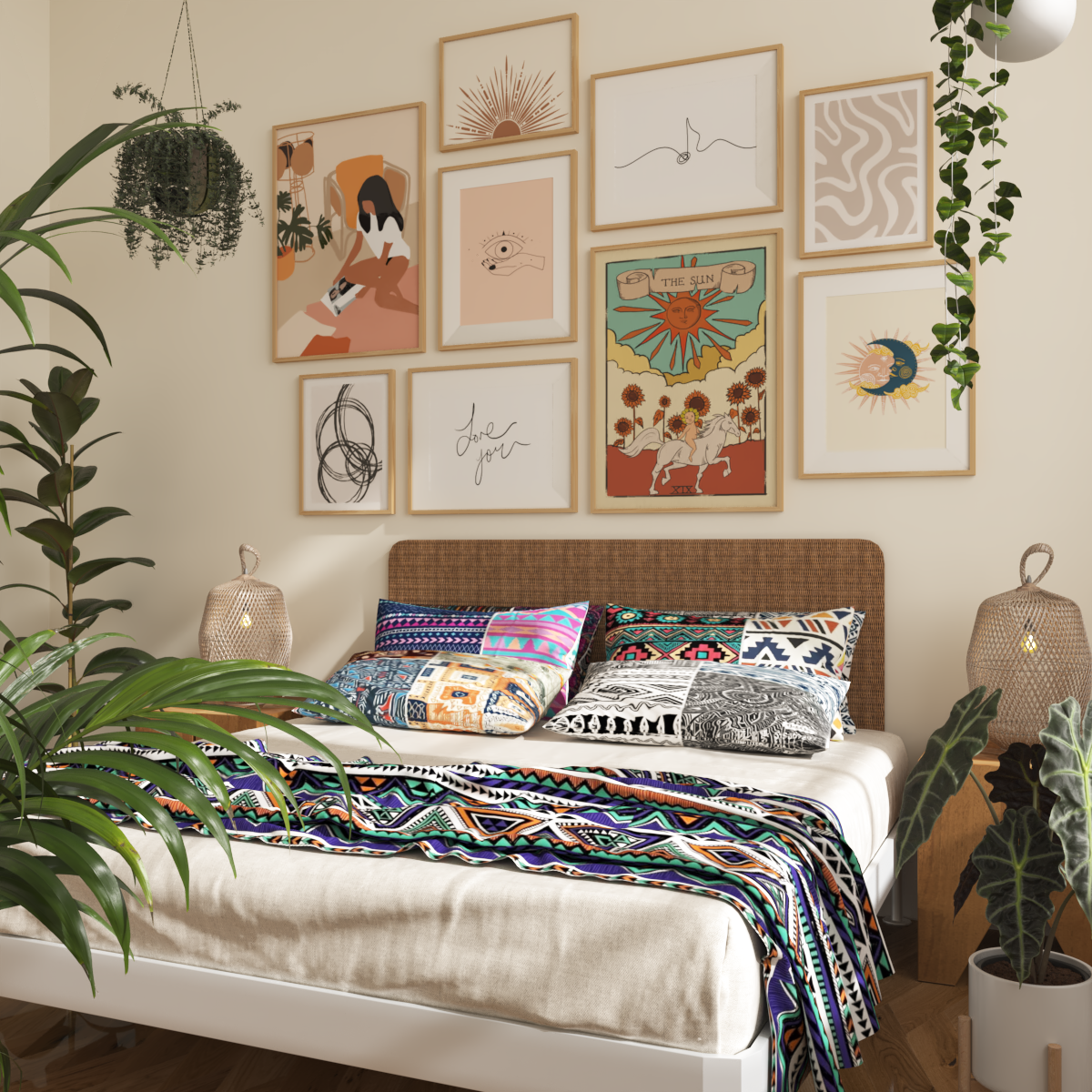 Master Girl Bedroom Picture Wall Decor Boho Theme Ideas Illustration Art Print Minimalist Poster