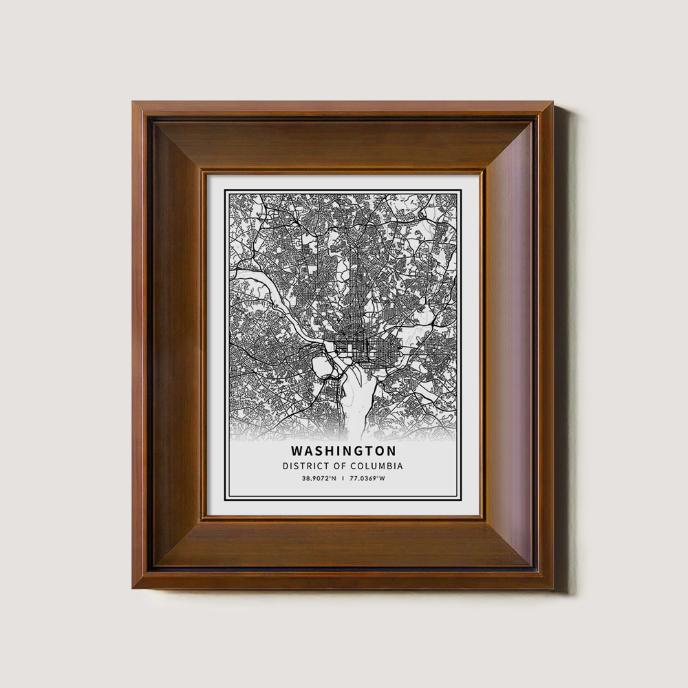 Minimalist Washington D.C. City Map Line Art Print