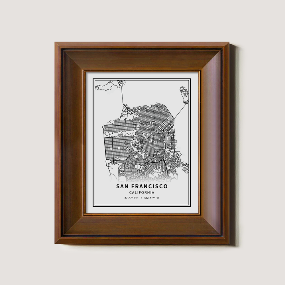 Minimalist San Francisco City Map Line Art Print
