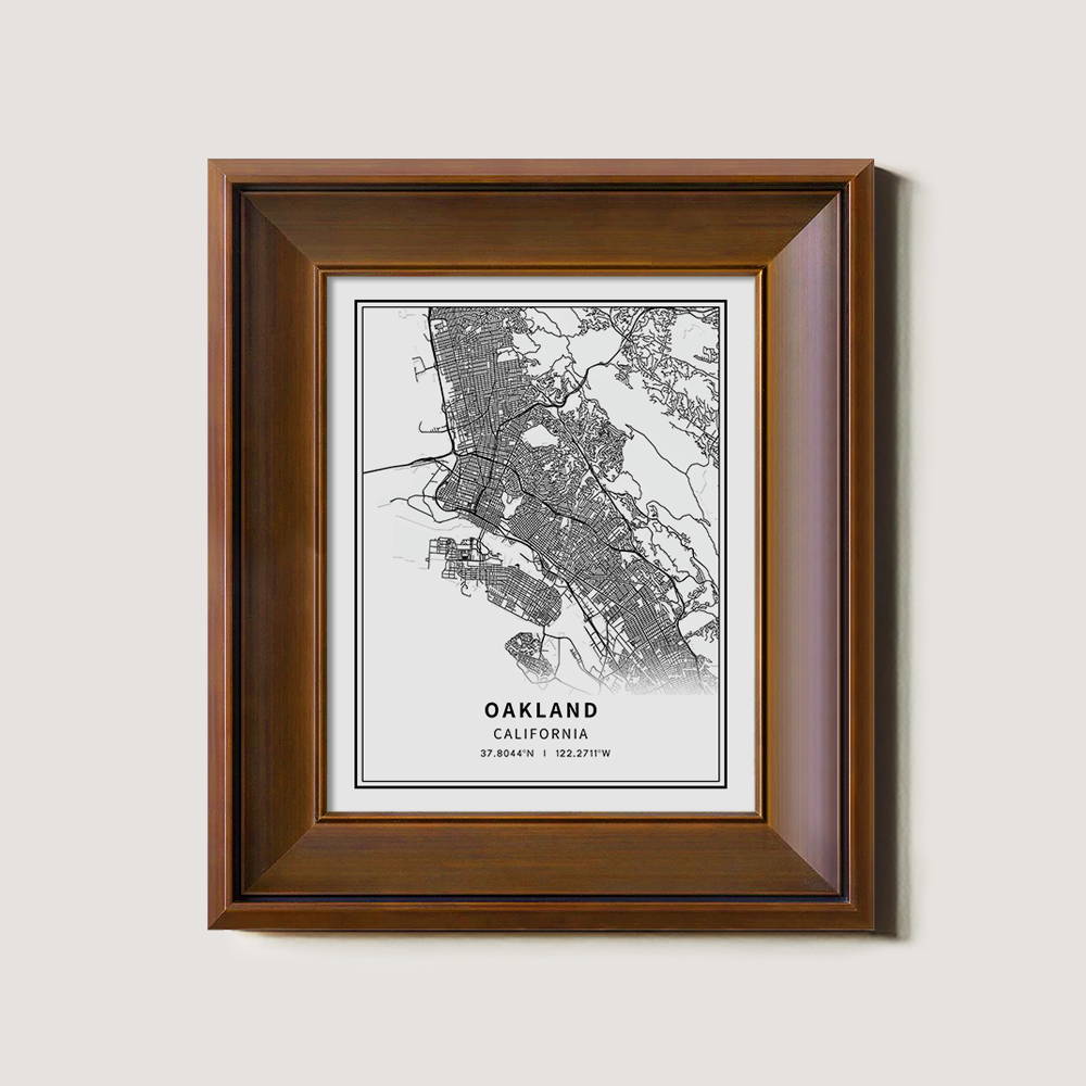 Minimalist Oakland City Map Line Art Print