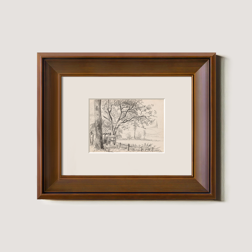 Ethereal Sketch of Majestic Tree by Rustic Fence
