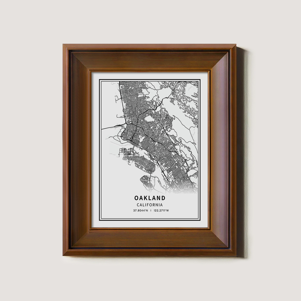 Minimalist Oakland City Map Line Art Print