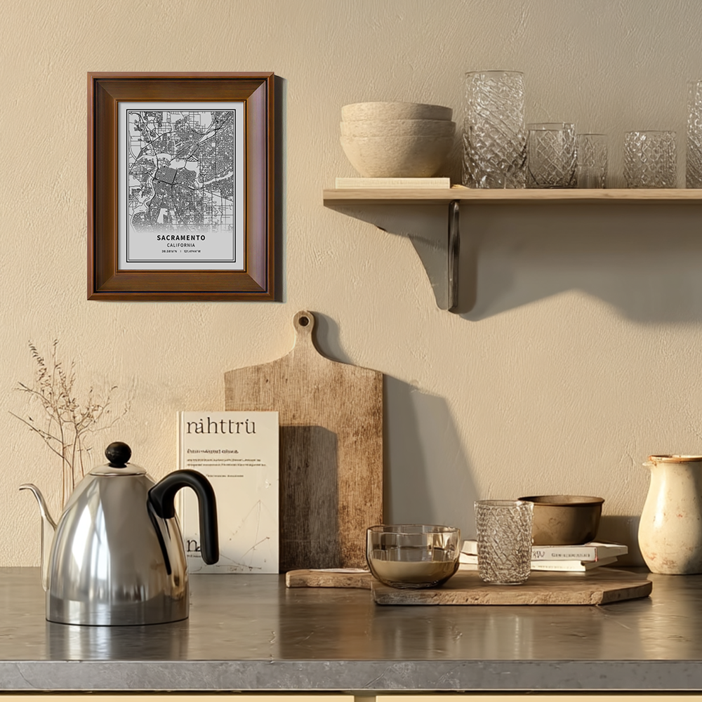 Minimalist Sacramento City Map Line Art Print