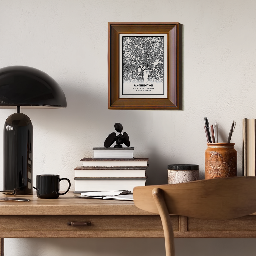 Minimalist Washington D.C. City Map Line Art Print