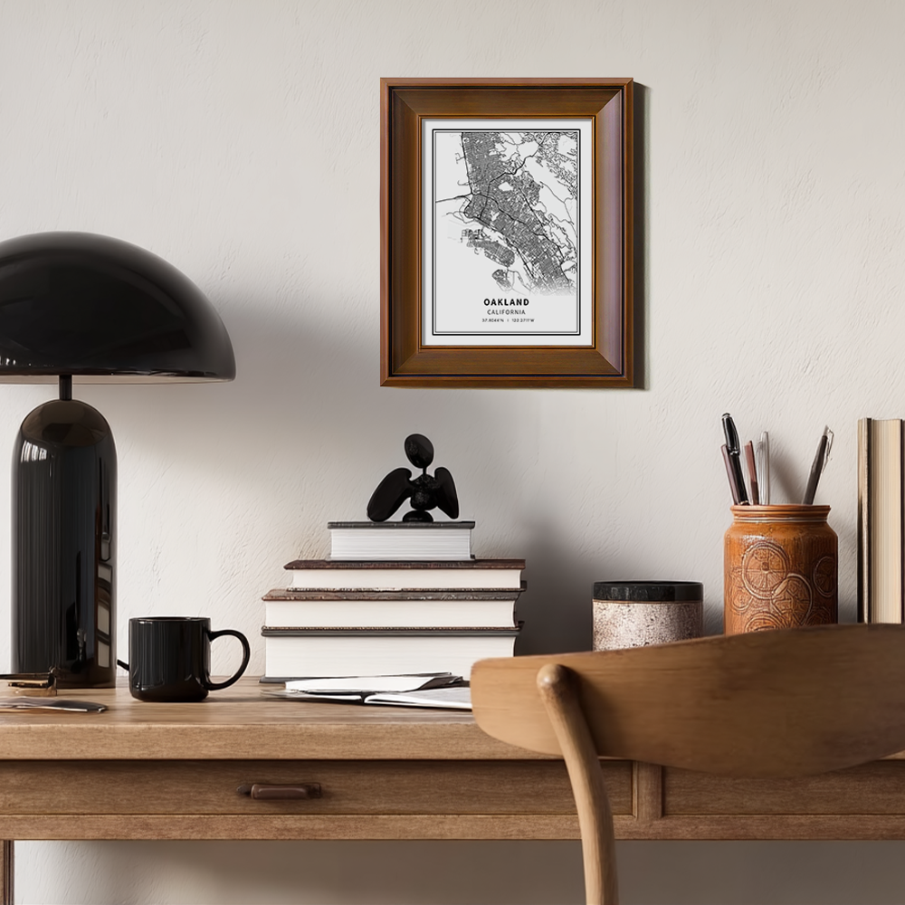 Minimalist Oakland City Map Line Art Print