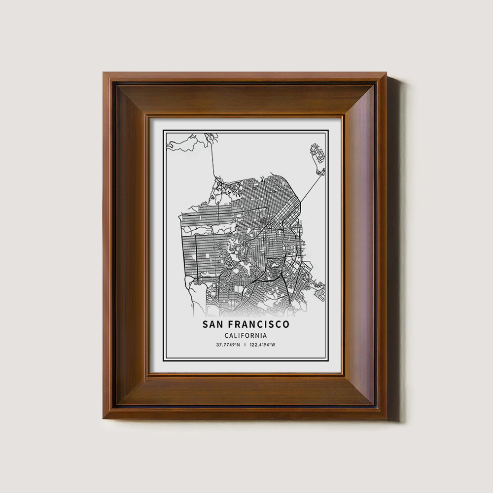 Minimalist San Francisco City Map Line Art Print