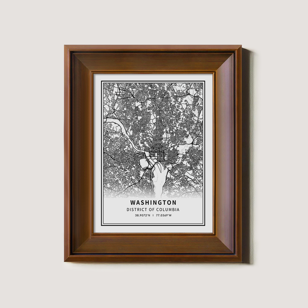 Minimalist Washington D.C. City Map Line Art Print