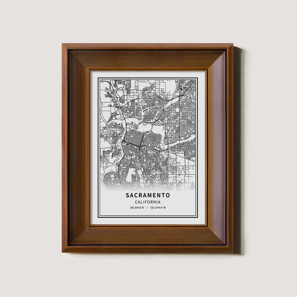 Minimalist Sacramento City Map Line Art Print