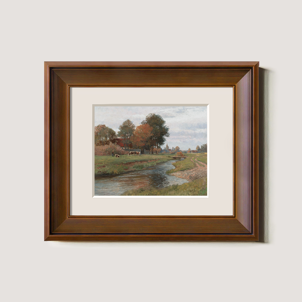 Autumn Riverside Farmstead with Grazing Cows
