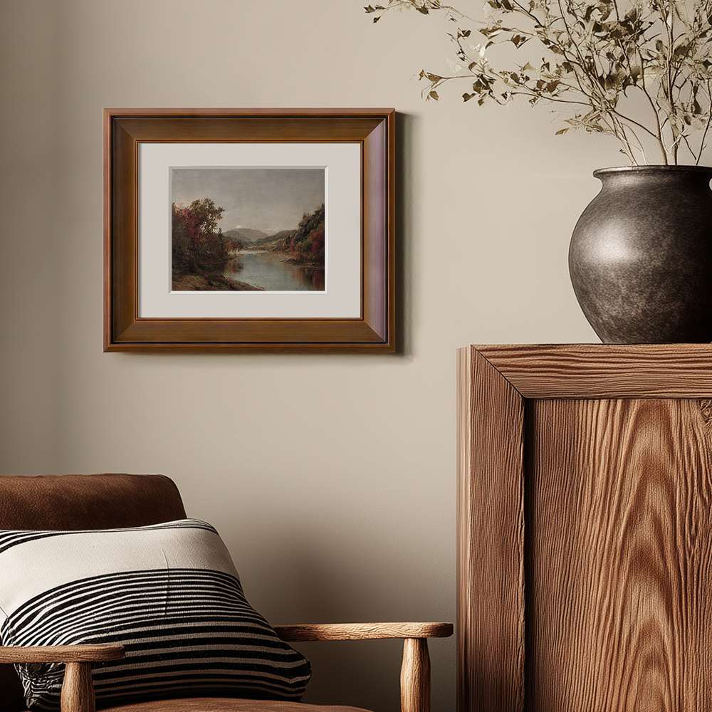 Autumnal River Gorge Watercolor Reverie