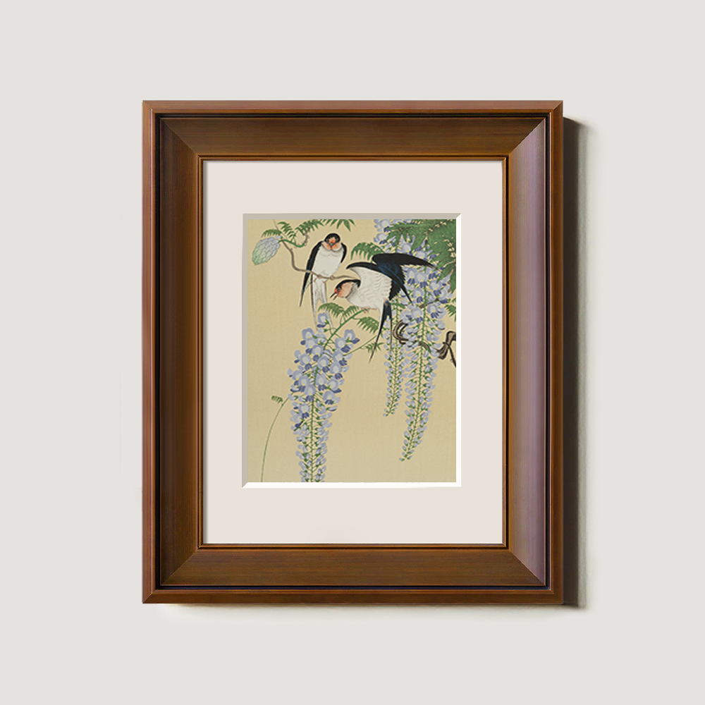 Swallows and Wisteria Trellis - Ukiyo-e Spring Scene