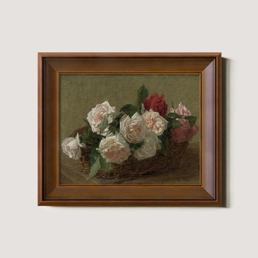Lush Rose Basket Watercolor Still Life