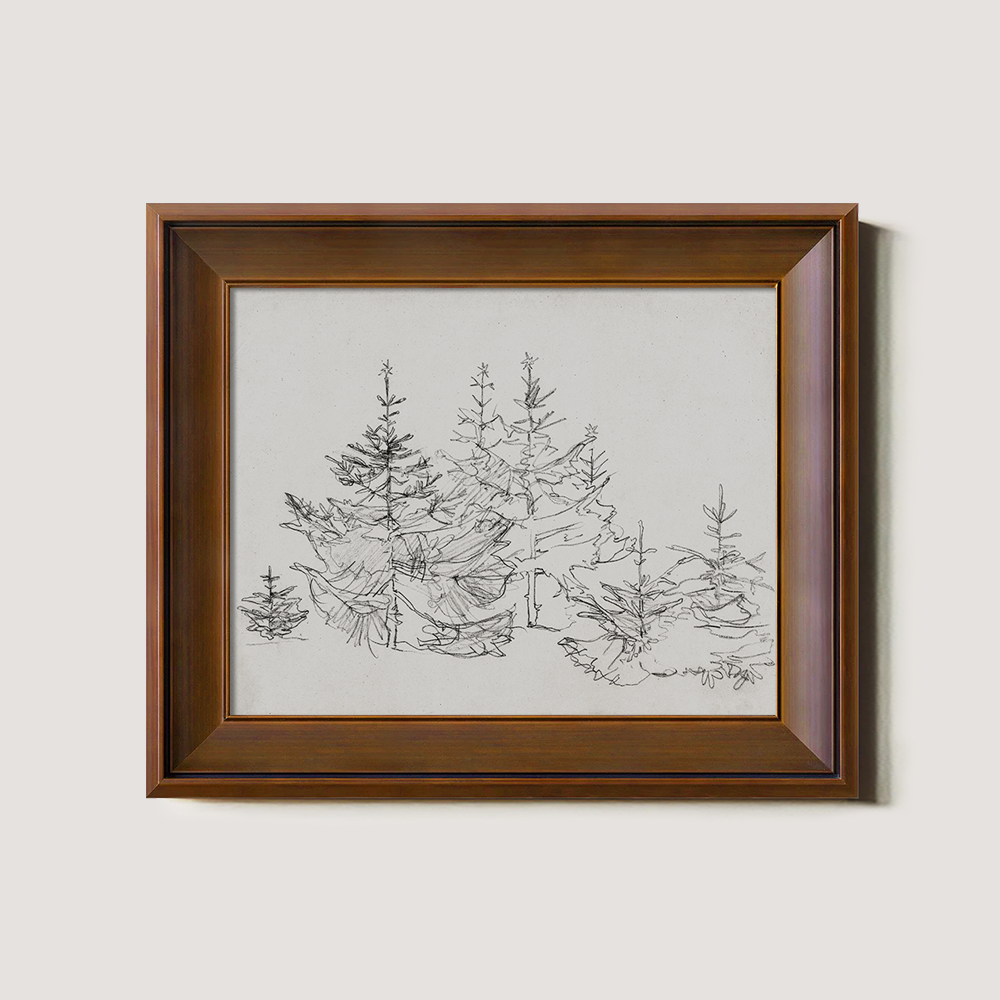 Whispering Fir Grove Ink Silhouette