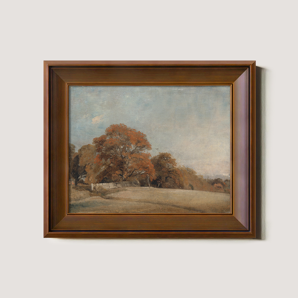 Serene Autumn Meadow Fence Watercolor Vista