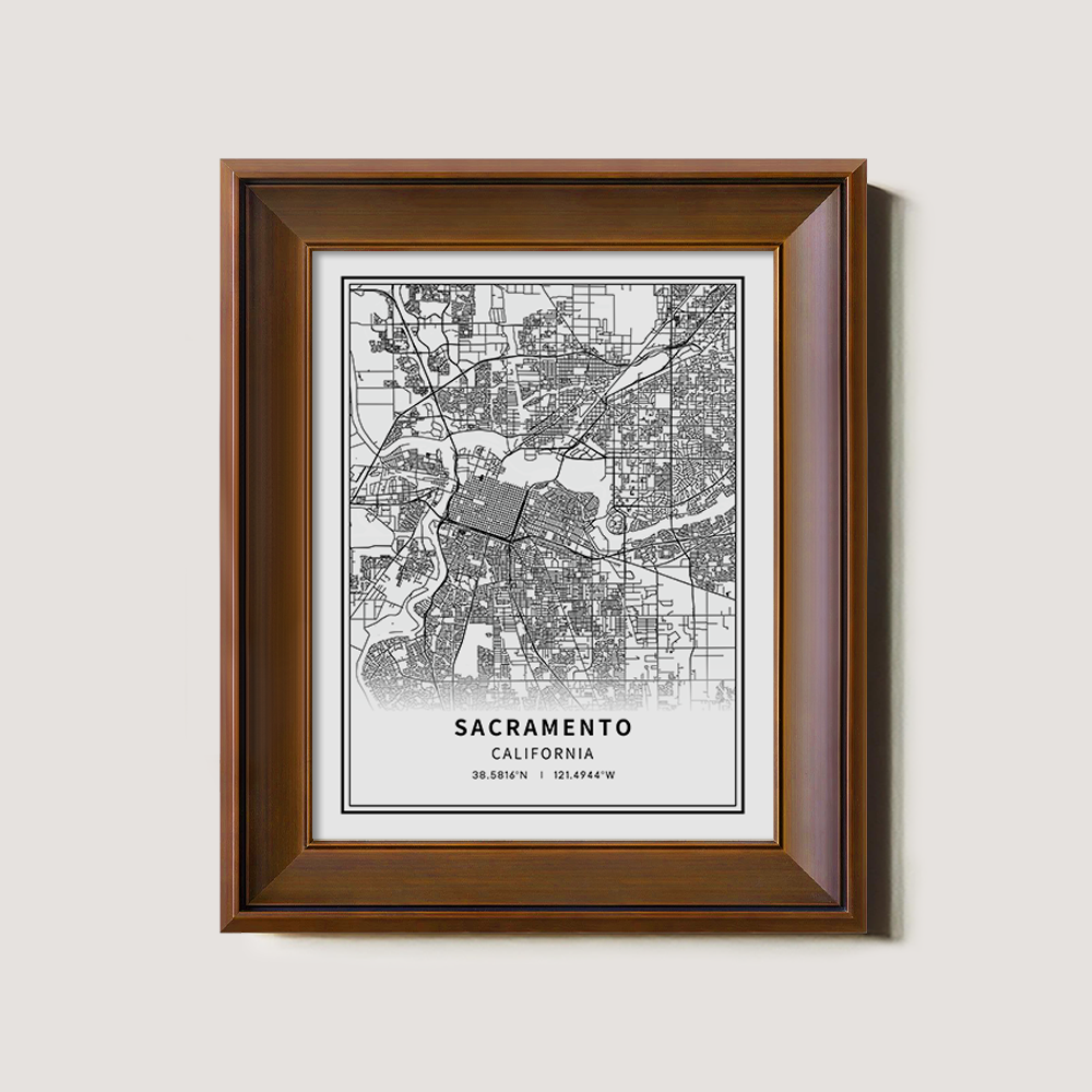 Minimalist Sacramento City Map Line Art Print