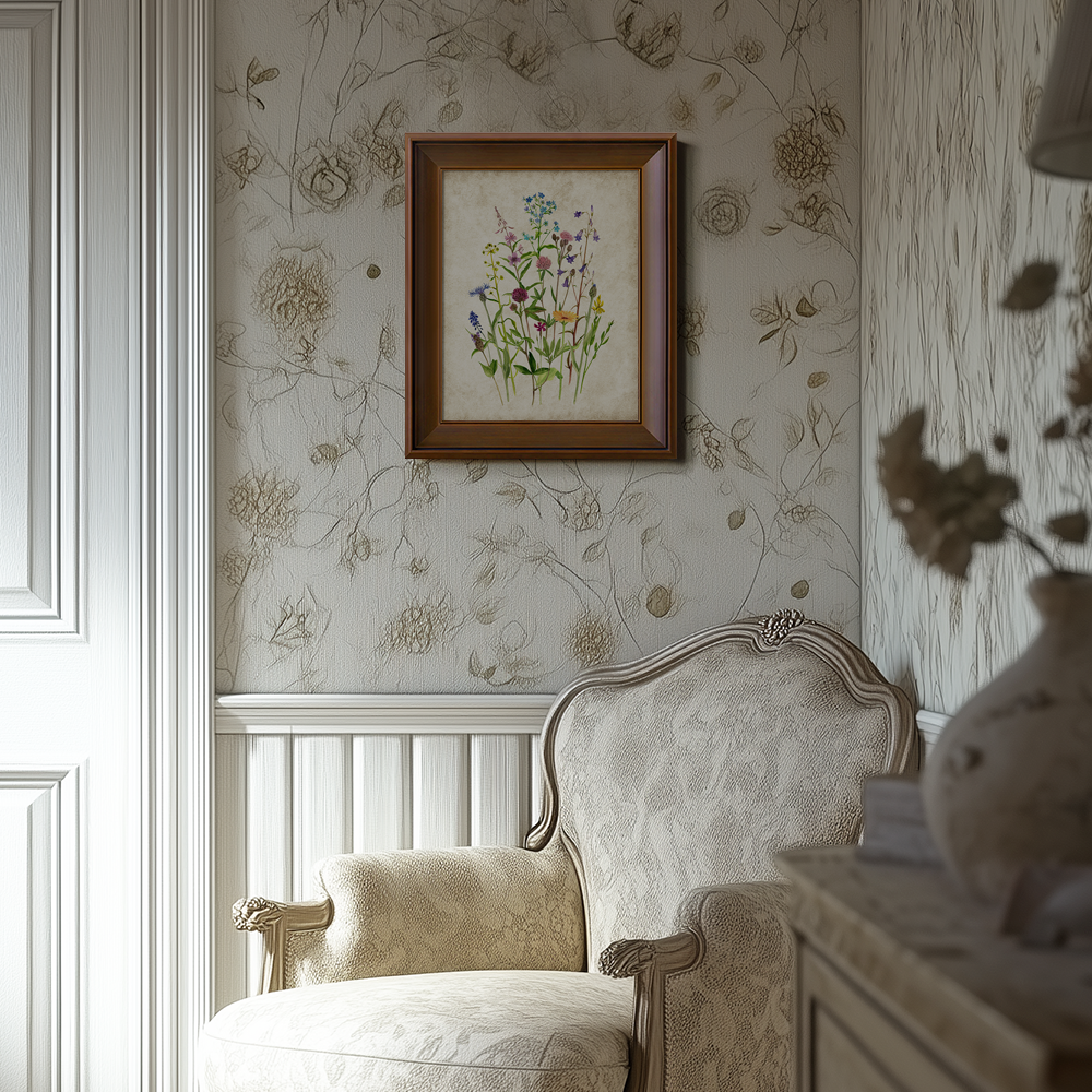 Vibrant Meadow Wildflowers Watercolor Bouquet