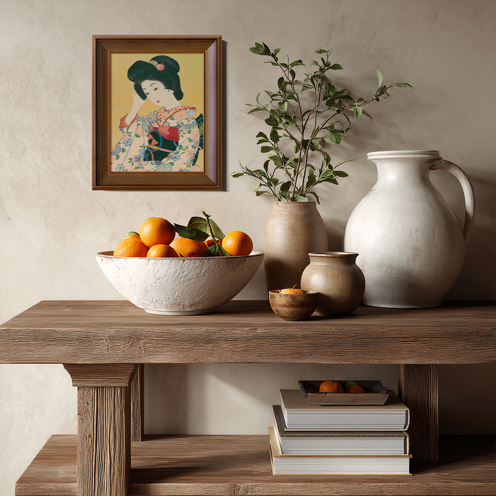 Kimono Beauty in Contemplation - Bijin-ga Print