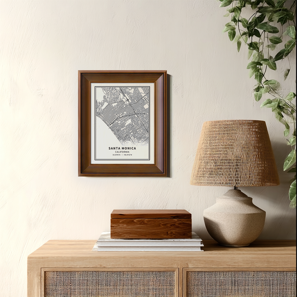 Minimalist Santa Monica City Map Line Art Print