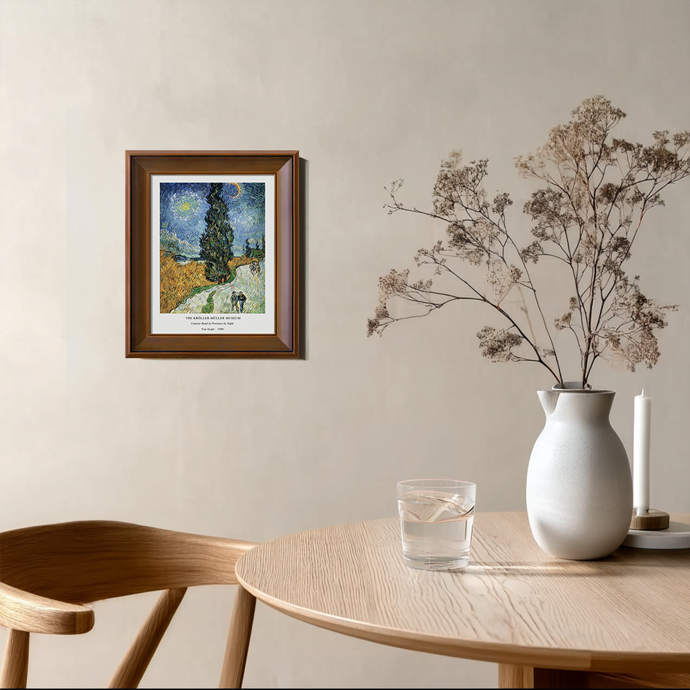 Starlit Cypress Road Post-Impressionist Reverie