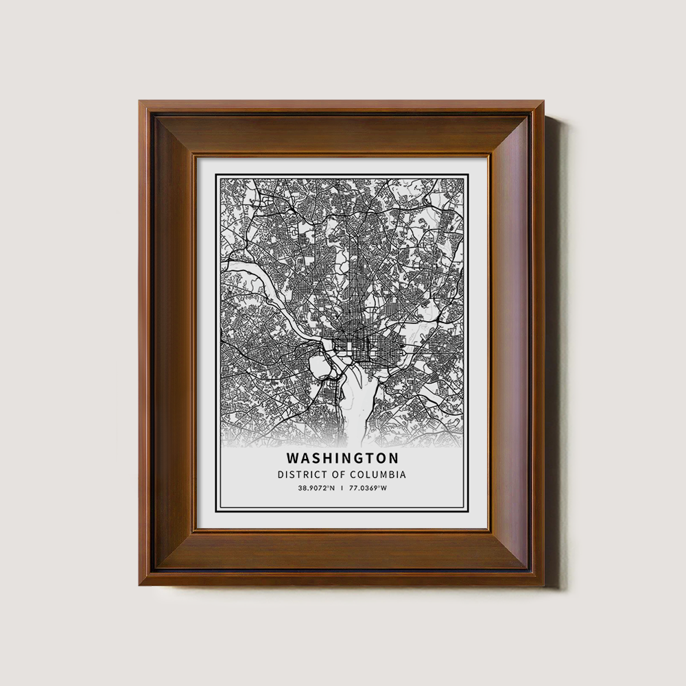 Minimalist Washington D.C. City Map Line Art Print