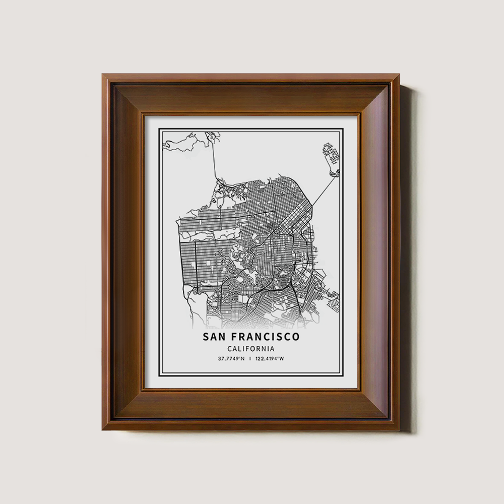 Minimalist San Francisco City Map Line Art Print