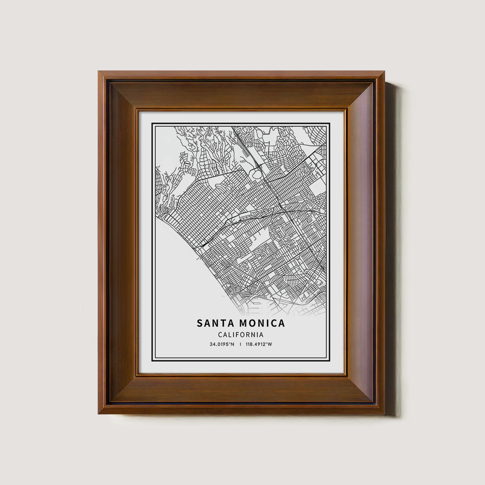 Minimalist Santa Monica City Map Line Art Print