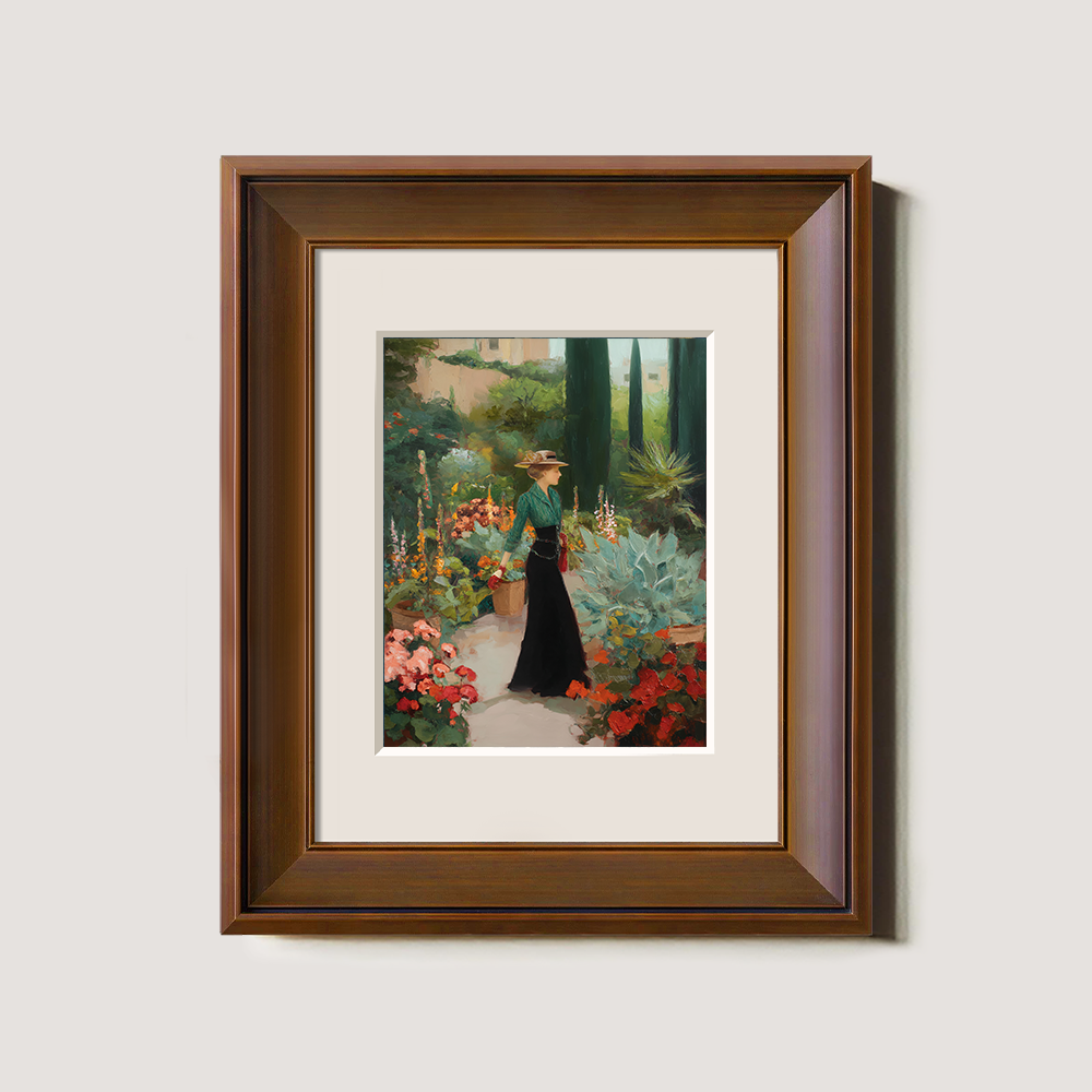 Graceful Emerald Garden Stroll Watercolor Reverie