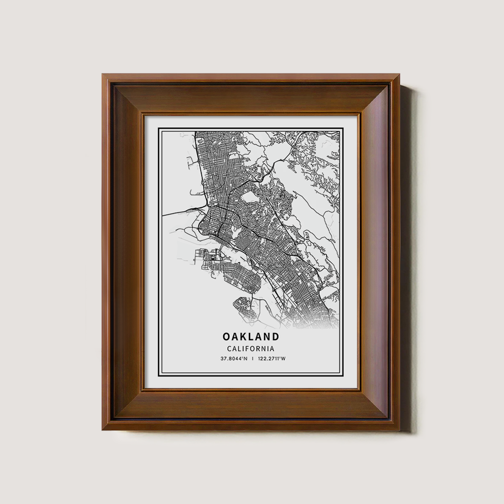 Minimalist Oakland City Map Line Art Print
