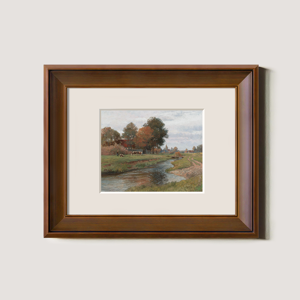 Autumn Riverside Farmstead with Grazing Cows