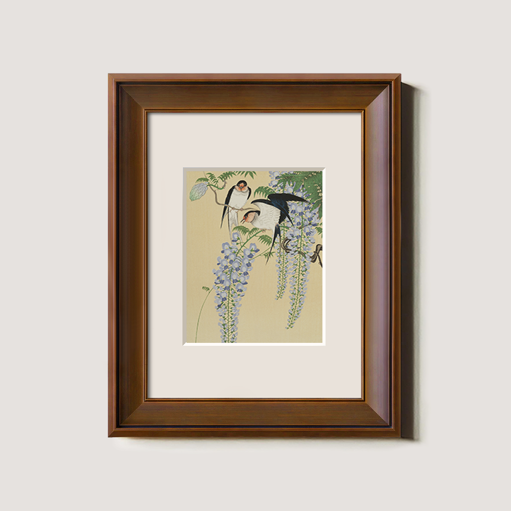 Swallows and Wisteria Trellis - Ukiyo-e Spring Scene