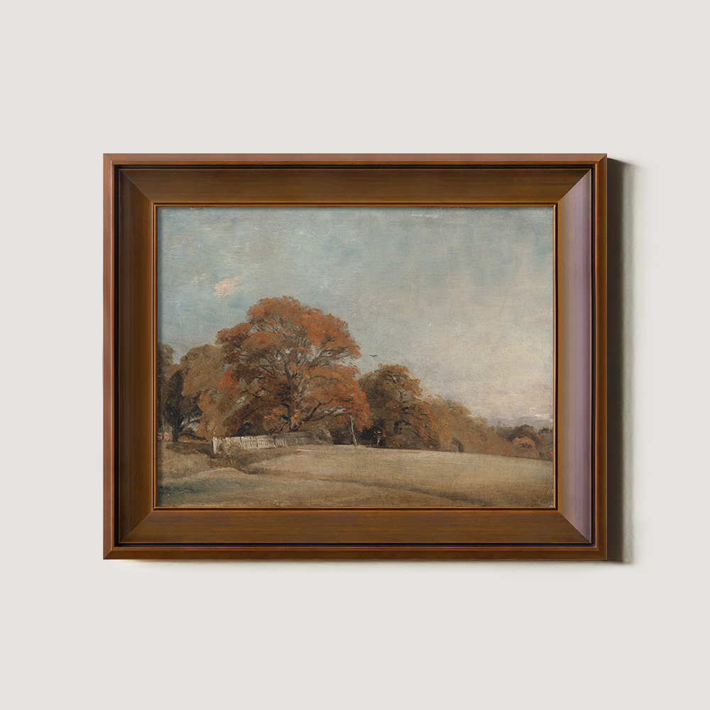 Serene Autumn Meadow Fence Watercolor Vista