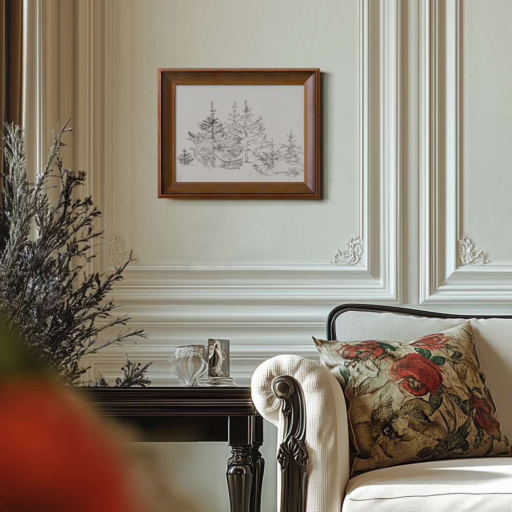 Whispering Fir Grove Ink Silhouette