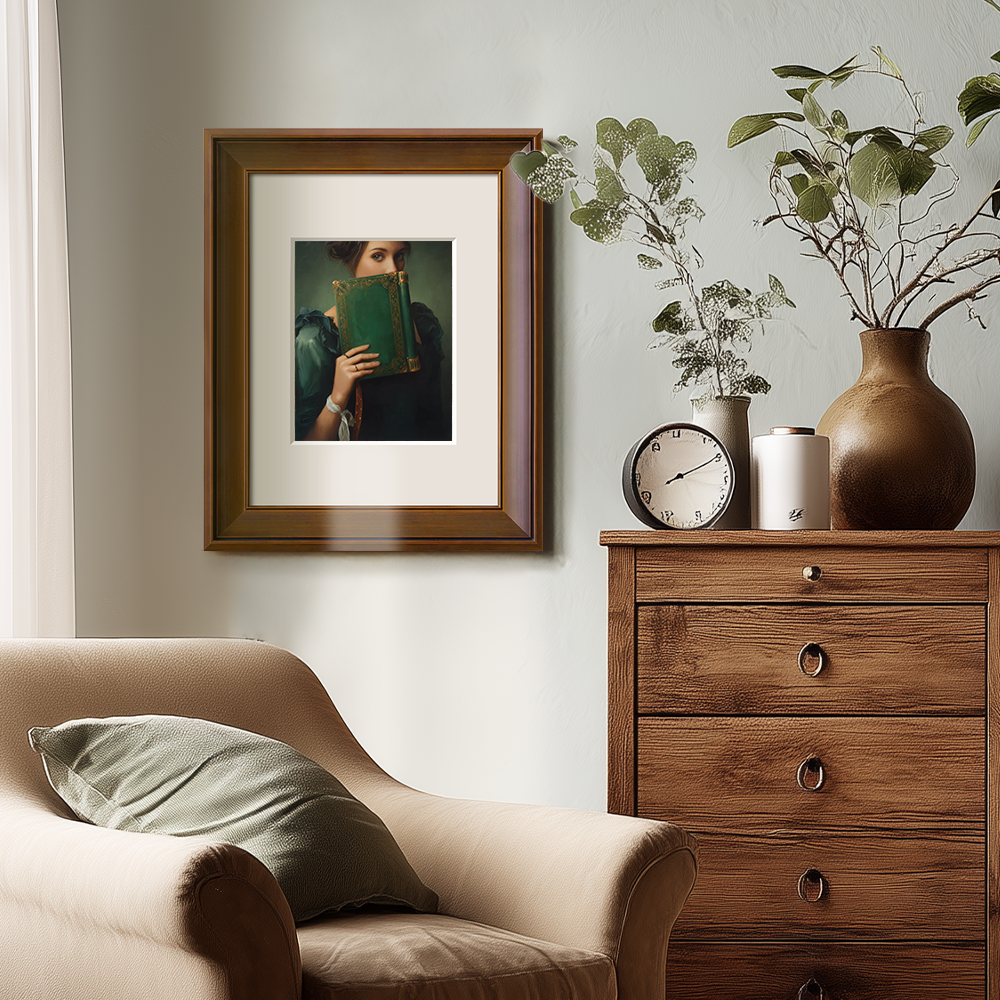 Veiled Emerald Tome Muse Watercolor Portrait