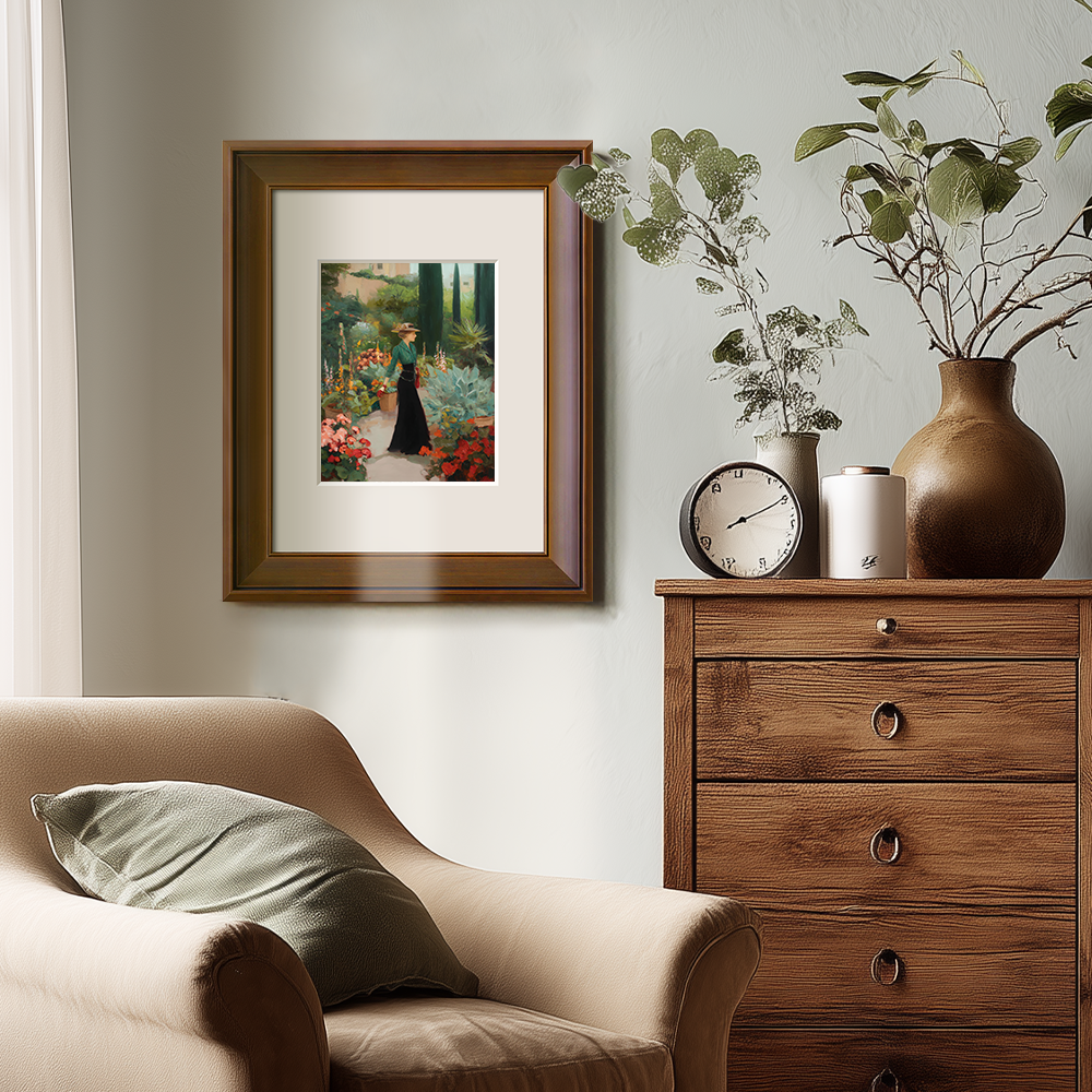 Graceful Emerald Garden Stroll Watercolor Reverie