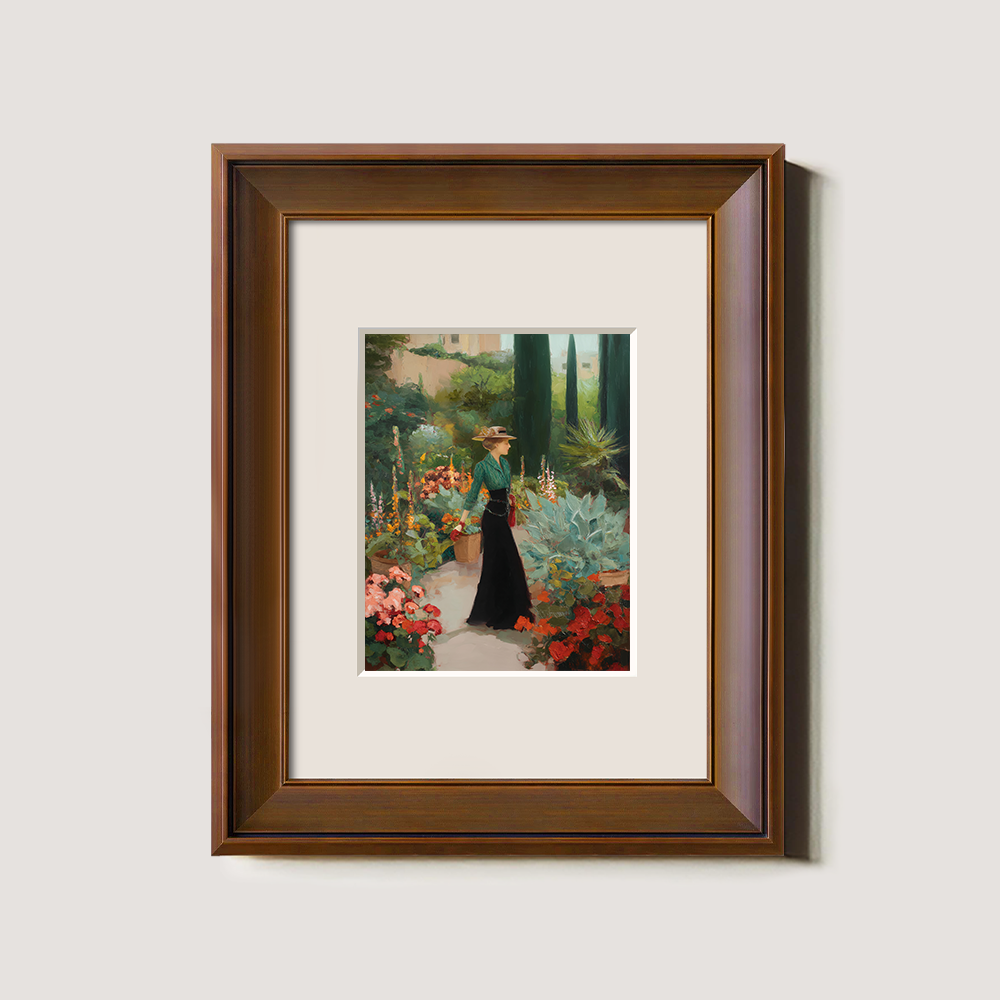 Graceful Emerald Garden Stroll Watercolor Reverie