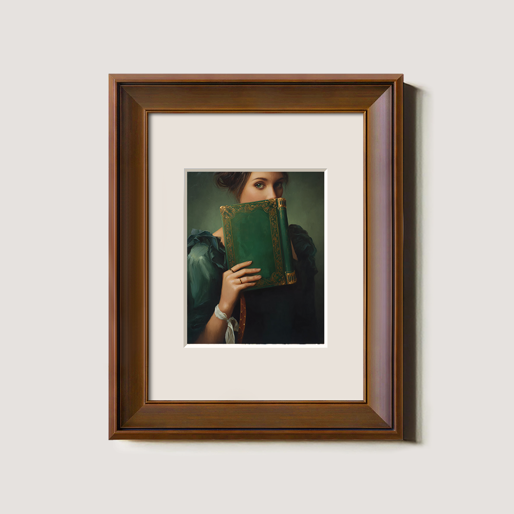 Veiled Emerald Tome Muse Watercolor Portrait