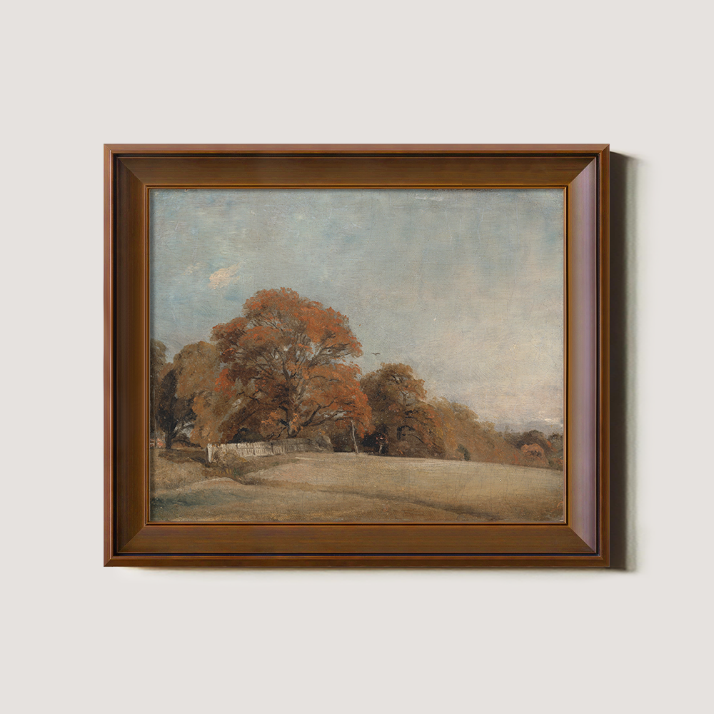 Serene Autumn Meadow Fence Watercolor Vista