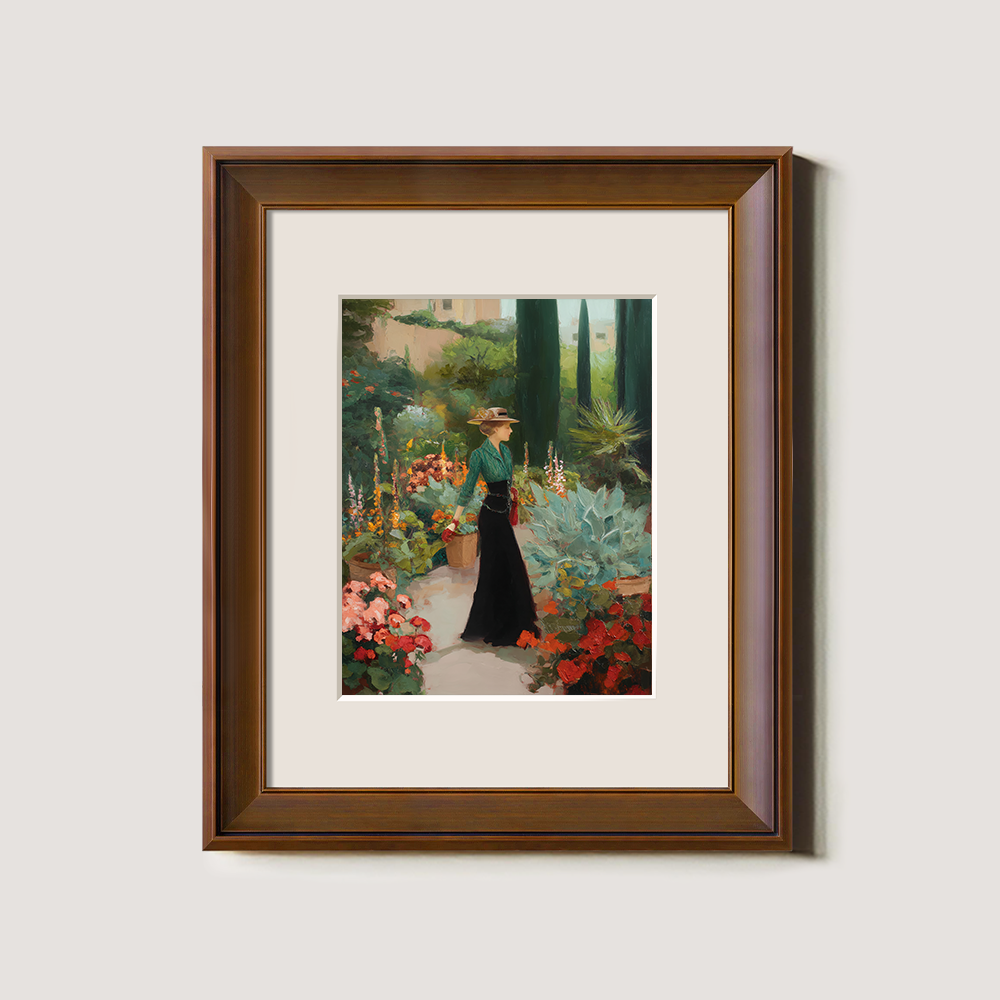 Graceful Emerald Garden Stroll Watercolor Reverie