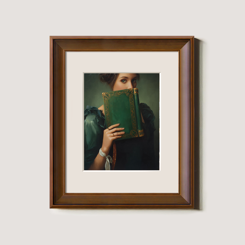 Veiled Emerald Tome Muse Watercolor Portrait