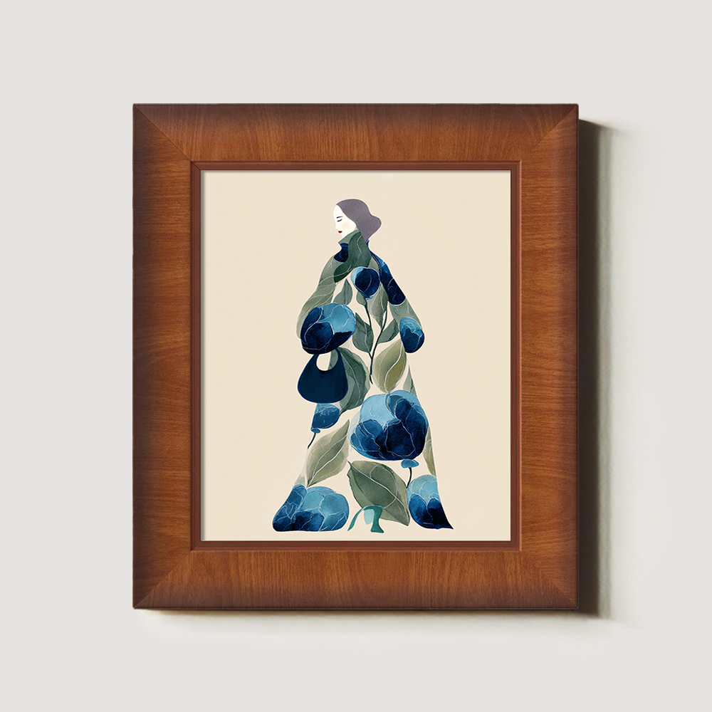 Floral Kimono Silhouette - Blue Peony Study