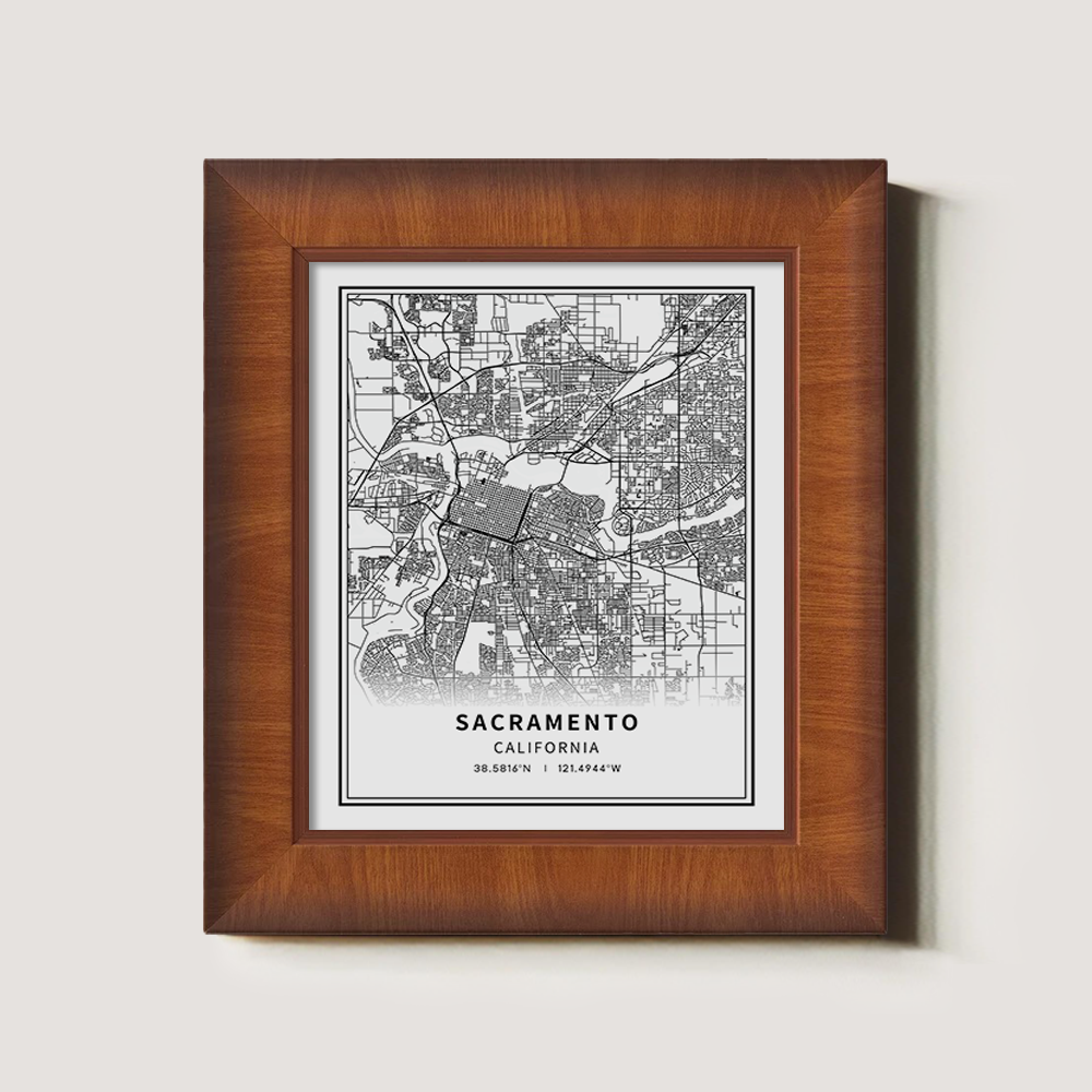 Minimalist Sacramento City Map Line Art Print