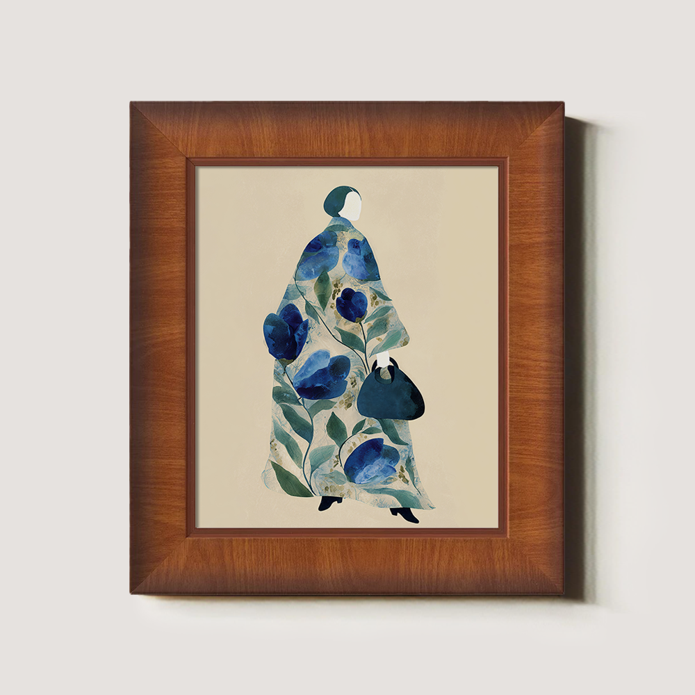 Hydrangea Kimono Silhouette - Blue Floral Study II